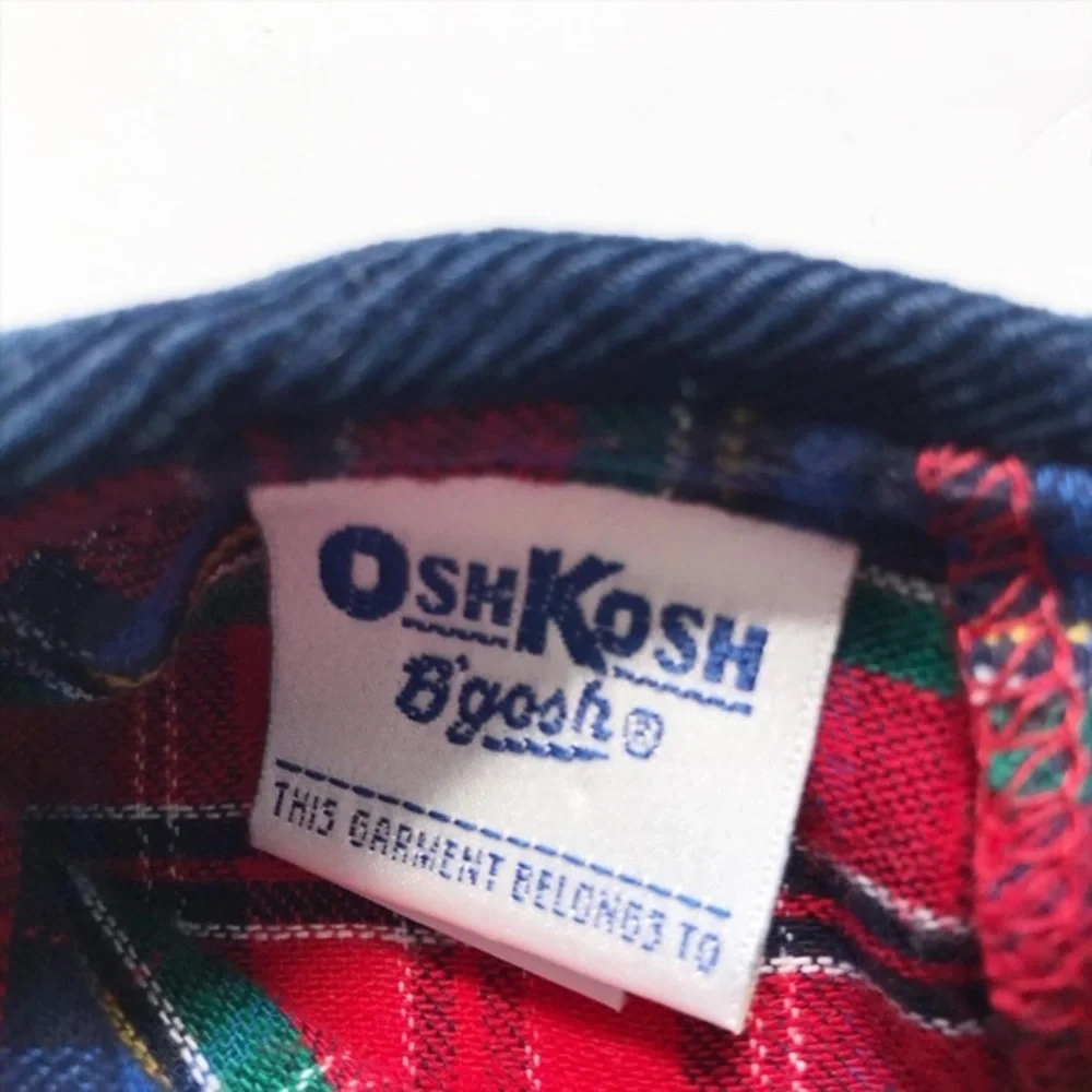 Vintage Oshkosh plaid corduroy collar dress 6Y